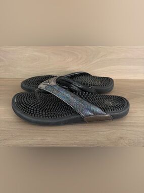Kenkoh Size 9 Spirit V Massage Thong Sandals Metalic Flip Flop Reflexology